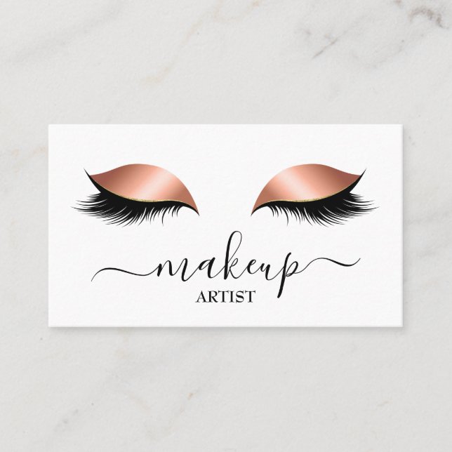 Glam Rose Gold Glitzer Lashes Makeup Artist Salon Visitenkarte (Vorderseite)