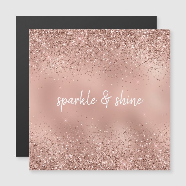 Glam Rose Gold Glitzer Magnetkarte (Vorne/Hinten)