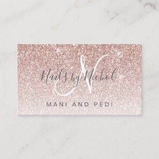 Glam Rose Gold Glitzer Mani Pedi Nail Studio Visitenkarte