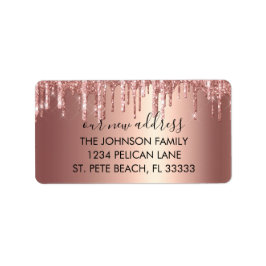 Glam Rose Gold Glitzer Neue Zuhause Rücksendeadres Adressaufkleber