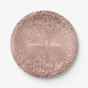 Glam Rose Gold Glitzer Pappteller