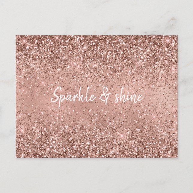 Glam Rose Gold Glitzer Postkarte (Vorderseite)