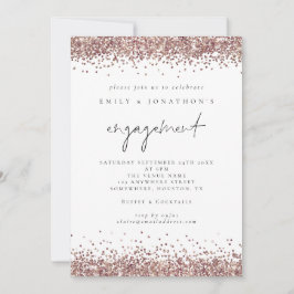 Glam Rose Gold Glitzer Script Engagement Party Einladung