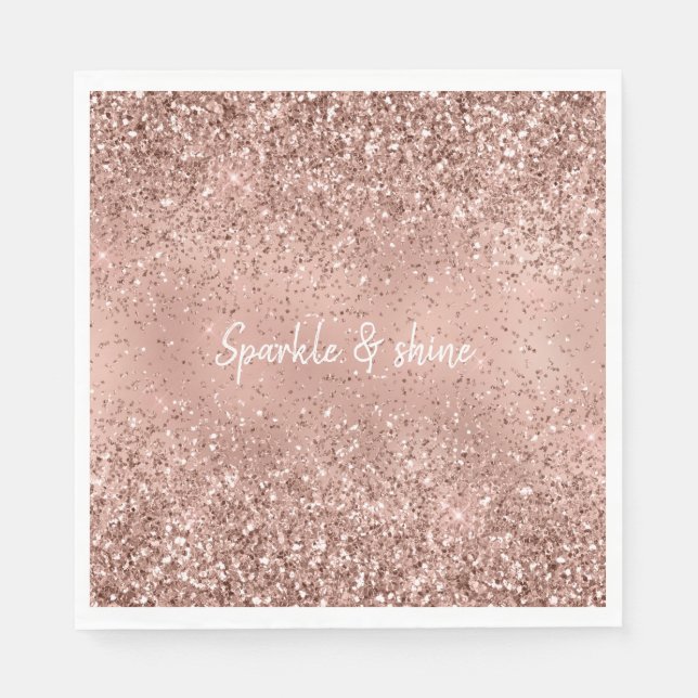 Glam Rose Gold Glitzer Serviette (Vorderseite)
