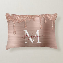 Glam Rose Gold Glitzer Tropfen Elegantes Monogramm