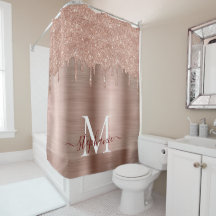 Glam Rose Gold Glitzer Tropfen Elegantes Monogramm
