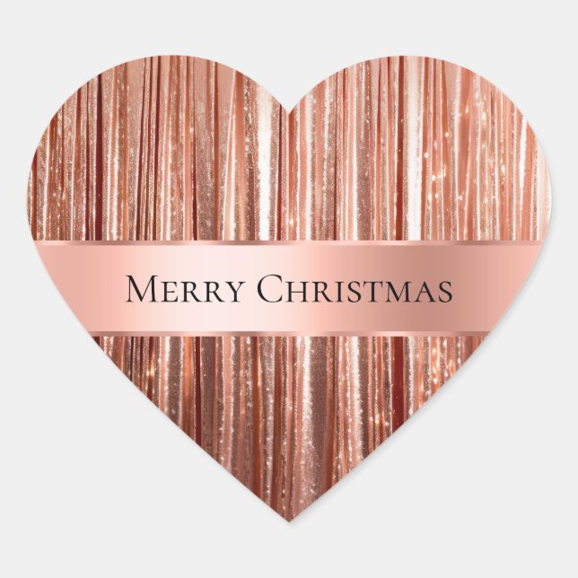 Glam Rose Gold Glitzy Sparkle Herz-Aufkleber (Vorderseite)