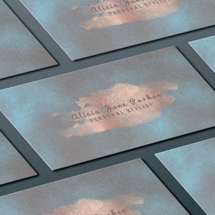 Glam Rose Gold Kupfer Foil Navy   Persönlicher Sty Visitenkarte