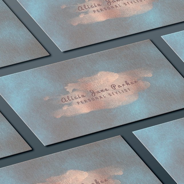 Glam Rose Gold Kupfer Foil Navy | Persönlicher Sty Visitenkarte (Von Creator hochgeladen)
