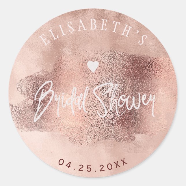Glam-Rose Gold Kupfer-Glitzer-Brautparty Runder Aufkleber (Vorderseite)