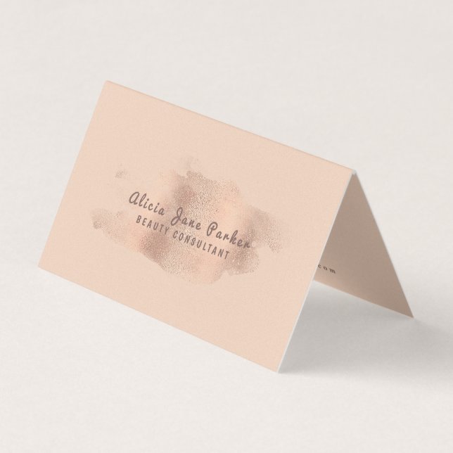 Glam Rose Gold Kupferfolie | Beautician Visitenkarten (Vorderseite)