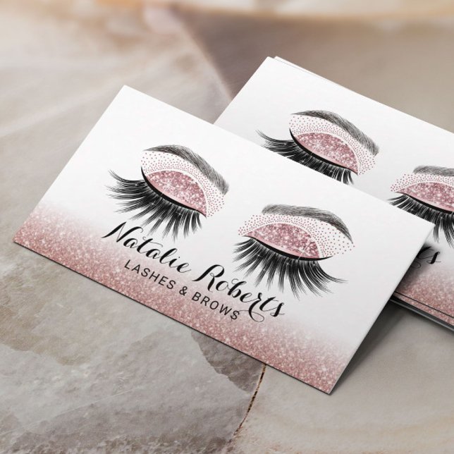 Glam Rose Gold Lashes Visitenkarte (Von Creator hochgeladen)