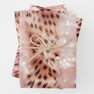 Glam Rose Gold Leopard Wedding Geschenkpapier Set