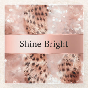 Glam Rose Gold Leopard Weihnachten Glasuntersetzer