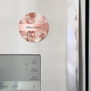 Glam Rose Gold Leopard Weihnachten Magnet