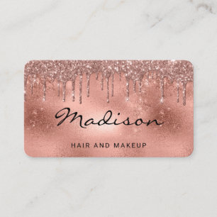 Glam Rose Gold Metallic Glitzer Tropfen Hair & Mak Visitenkarte