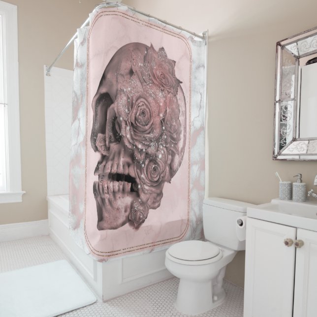 Glam Rose Gold Pink Skull Marmor Duschvorhang (Beispiel)