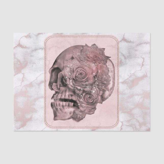 Glam Rose Gold Pink Skull Marmor Party Seidenpapier (Vorderseite)