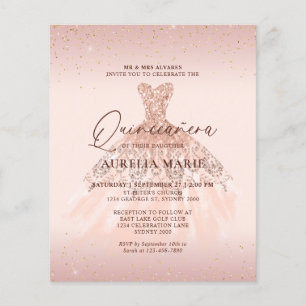 Glam Rose Gold Princess Dress Quinceanera
