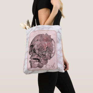 Glam Rose Gold Rosa Totenkopf Marmor Tasche