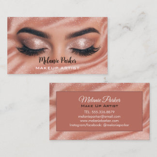Glam Rose Gold Seiden-Makeup-Artist Visitenkarte