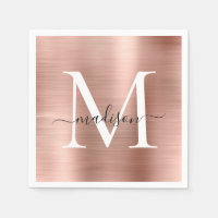 Glam Rose Gold Sparkle Monogram Script metallisch