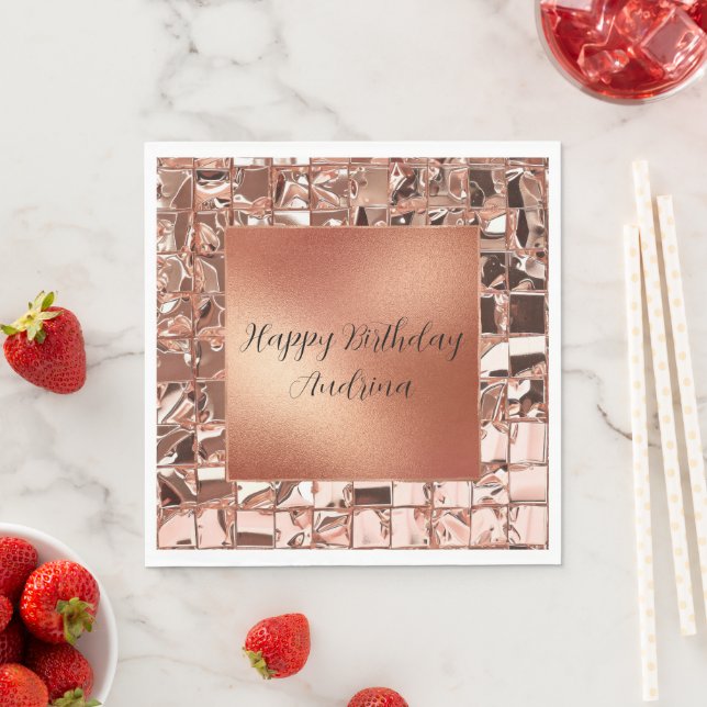 Glam Rose Gold Squares Foullook Serviette (Beispiel)
