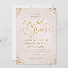 Glam-Rose-Goldkalligraphie-Brautparty Einladung