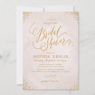 Glam-Rose-Goldkalligraphie-Brautparty Einladung