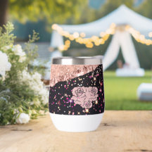 Glam Rose Schwarzer Glitzer Blush Rose