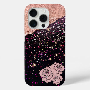Glam Rose Schwarzer Glitzer Blush Rose Case-Mate iPhone Hülle