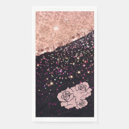 Glam Rose Schwarzer Glitzer Blush Rose Serviette