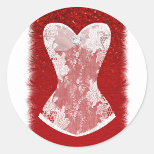Glam Rot & Weiß Holiday Wäsche Dusche Favorit Runder Aufkleber