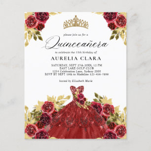 Glam Rotes Kleid Floral 15. Quinceañera