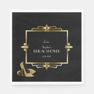 Glam Royal Black Art Deco Brautparty Serviette