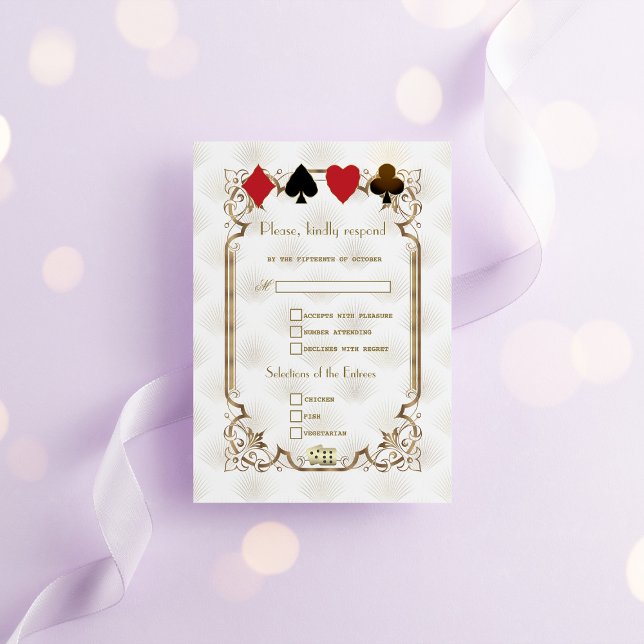 Glam Royal Gold White Art Deco 1920er Hochzeit RSVP Karte (Von Creator hochgeladen)