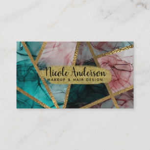 Glam Rust Blush Teal & Gold Chic Moderner Glamour Visitenkarte