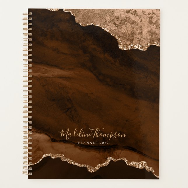 Glam Rust Gold Velvet Agate Géode Script (Devant)