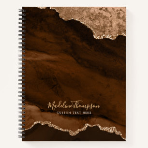 Glam Rust Gold Velvet Agate Geode Script Notizbuch