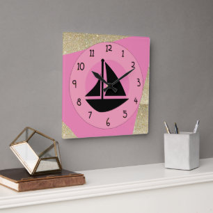 Glam Sail Quadratische Wanduhr