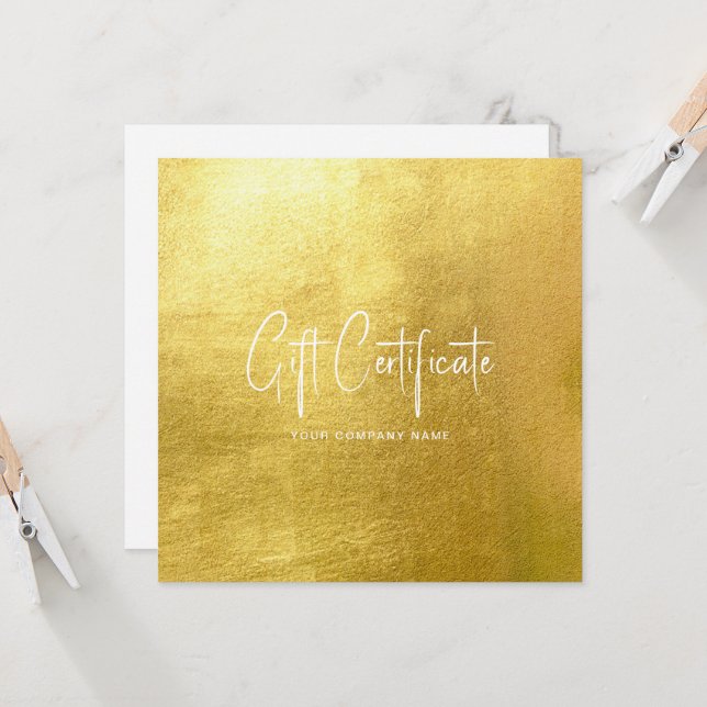 Glam Salon Gold & White Chic Geschenkgutschein Einladung (Vorderseite/Rückseite Beispiel)