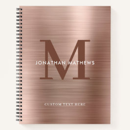 Glam Schlicht gebürstete metallische Rose Gold Mon Notizbuch