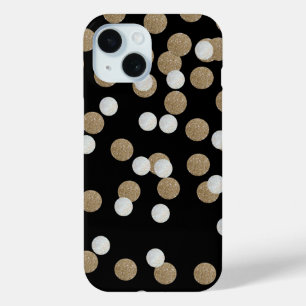 Glam schwarz-weiße Punkte Champagner Gold Konfetti Case-Mate iPhone Hülle