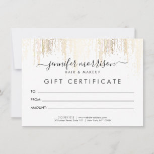 Glam Script Gold Confetti Rain Geschenkgutschein