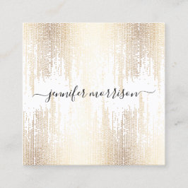 Glam Script Gold Confetti Rain Quadratische Visitenkarte