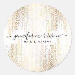 Glam Script Gold Confetti Rain Runder Aufkleber