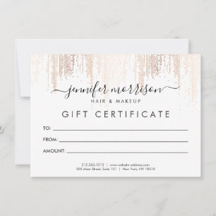 Glam Script Rose Gold Confetti Rain Geschenkkarte