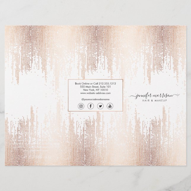 Glam Script Rose Gold Confetti Rain Tri-Fold Flyer (Vorne)