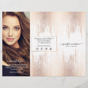 Glam Script Rose Gold Konfetti Regen Tri-Fold Flyer