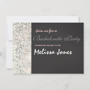 Glam Sequins Disco Sparkle Grey Party Invitation